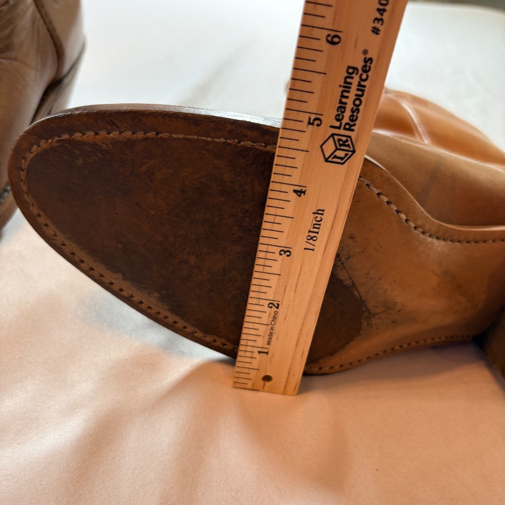 Dingo Western Cowboy Boots Mens 12 D Brown Leather Made in USA Stitch Detail - Picture 10 of 10